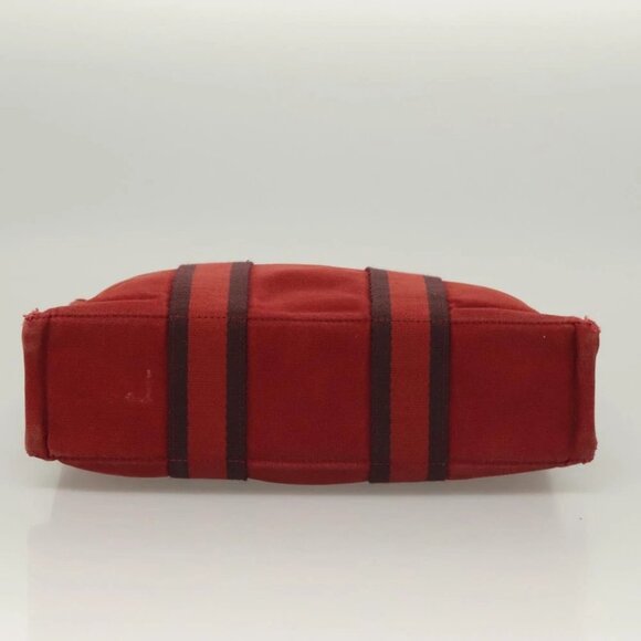 HERMES Fourre Tout PM Hand Bag Canvas Red Navy Auth bs27030 - Picture 15 of 16